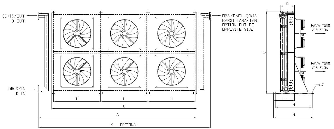 BC/BD-2X350DA1-B03 dimension drawing