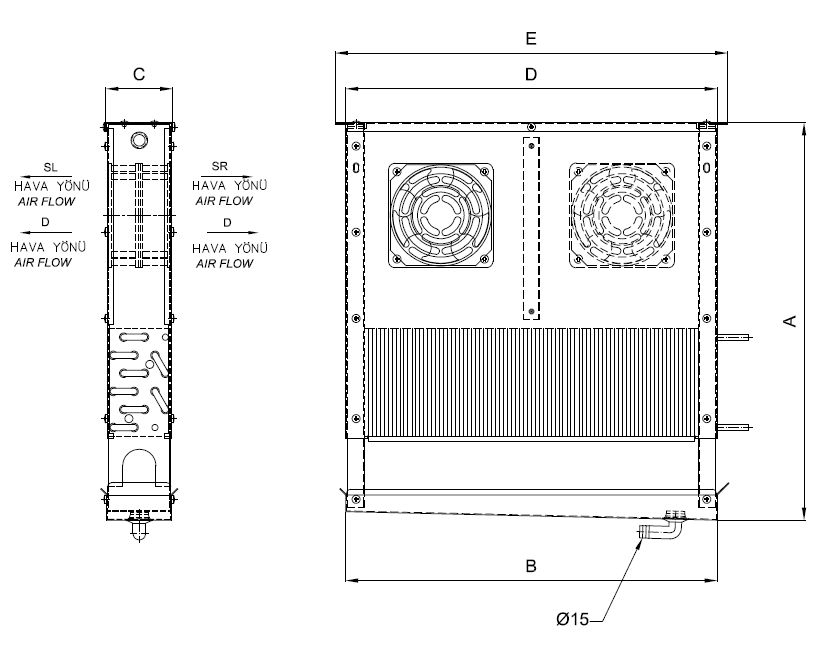 EL-215BE5-C22 dimension drawing