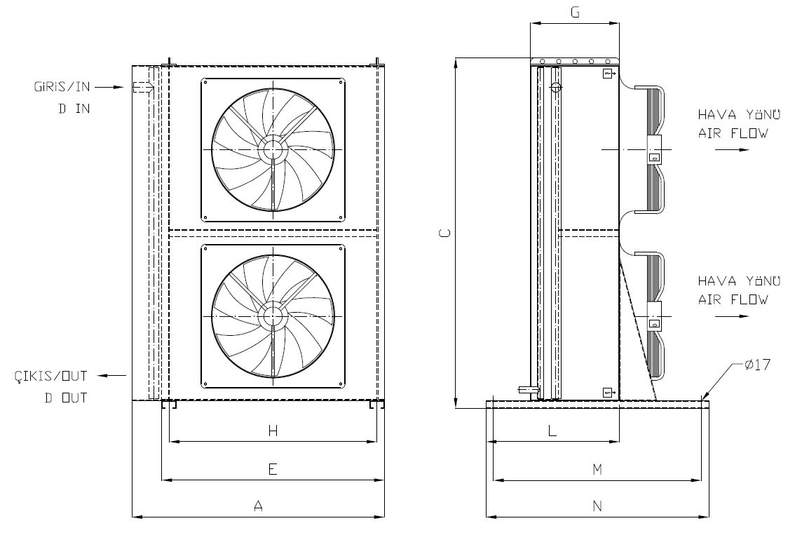 KA/KB-2x150AB1-B01I dimension drawing
