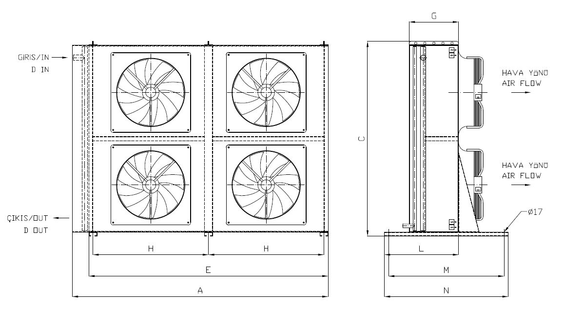 KA/KB-2x250BB1-B02 dimension drawing
