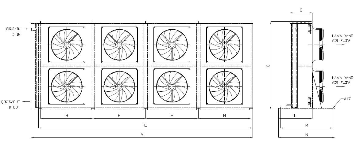 KA/KB-2x450AB5-B01I dimension drawing
