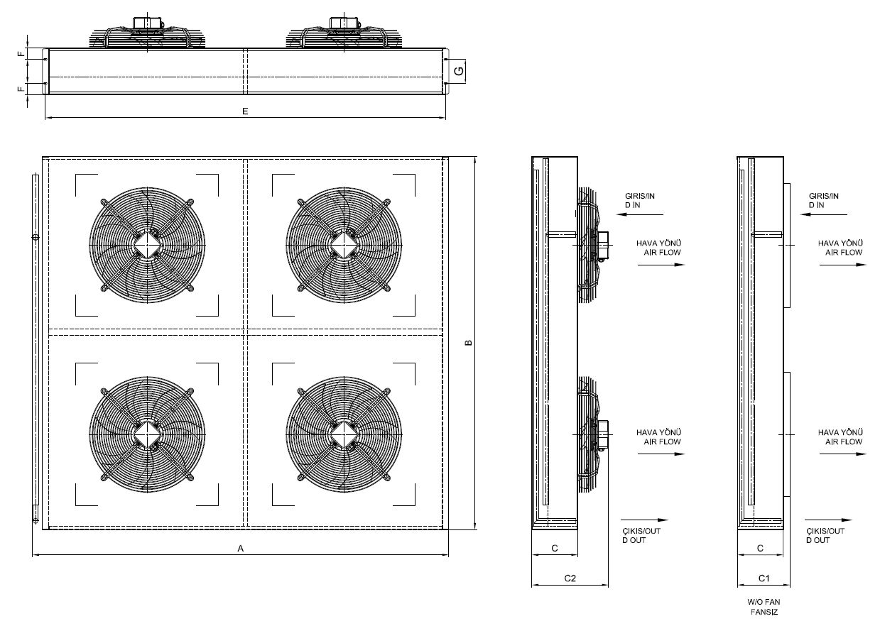 KT-2x245EA2-B01 dimension drawing